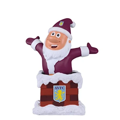Image of FOCO Premier League Football Aston Villa Fan Chimney Christmas Indoor Outdoor Ornament Bearded Gnome
