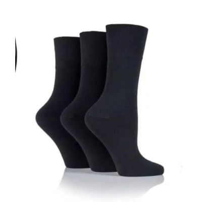 Image of Ladies diabetic socks Gentle grip soft honeycomb top seamless toe UK size 4 8 (Standard, Black)