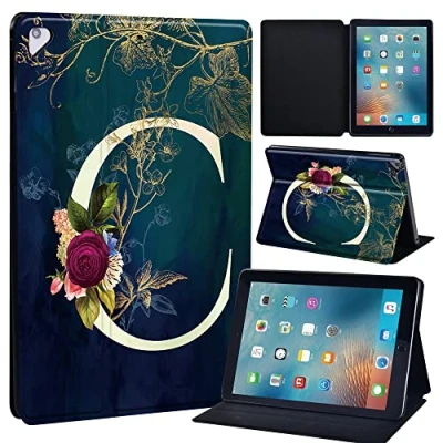 Image of Leather slim lightweight Stand Cover Case for Apple New iPad 9.7 2018 2017(6th Gen, 5th Gen)/iPad Air 2/iPad Air/iPad Pro Tablet with Auto Wake/Sleep (flowerC)