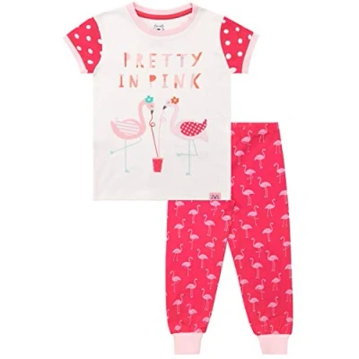 Image of Harry Bear Girls Flamingo Pyjamas Snuggle Fit Pink Age 6 to 7 Years
