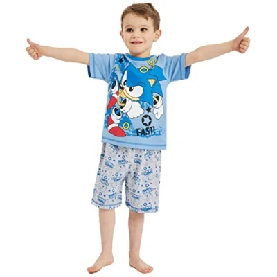 Image of Kids Essentials Boys Sonic the Hedgehog Short Pyjamas Gamer Gaming Nightwear (Sonic Shorty 4 5 Years)