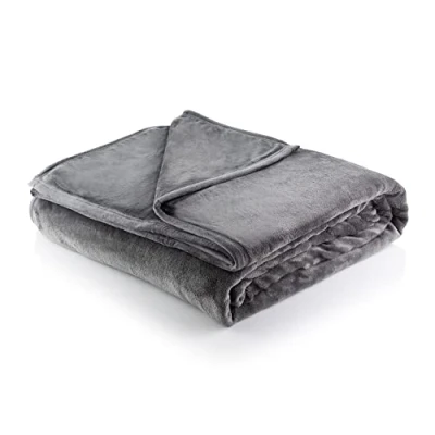 Image of Minky Super Soft Luxury Throw Blanket Machine Washable Blankets, Multipurpose, Plush Lightweight for Sofa, Bed &amp; Couch, Throw, Bedroom Accessories, King 215cm x 225cm (Grey)