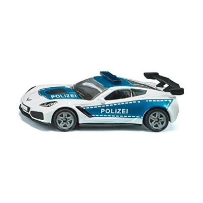 Image of siku 1525, Chevrolet Corvette ZR1 Police Car, Toy, Metal/Plastic, Blue/White, Opening Bonnet