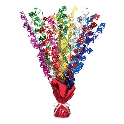 Image of Unique Party 21412 Glitz Multi coloured 40th Birthday Balloon Weight Centrepiece