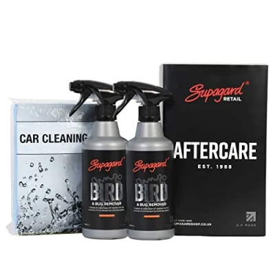 Image of Supagard Bird Dropping &amp; Bug Remover for Cars Twin Pack (500ml) Insect Cleaner Effective Solution Droppings Residues Easy to Use Car Care Kit