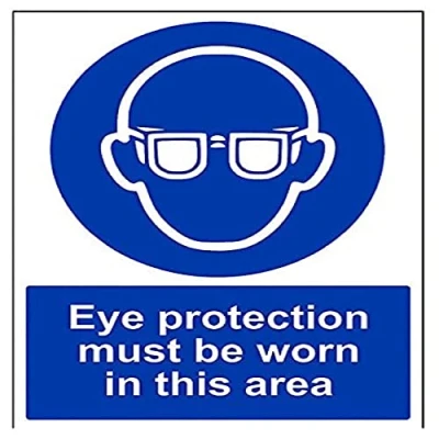 Image of V Safety Eye Protection Must Be Worn In This Department PPE Sign 300mm x 400mm 1mm Rigid Plastic