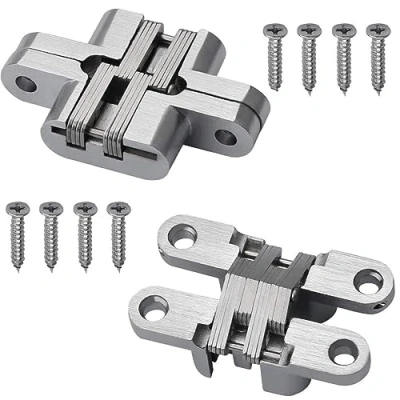 Image of 2 Pcs Hidden Hinges Invisible Concealed Cross 180 Degree Zinc Alloy Hinge for Furniture Hardware Folding Door(45mm)