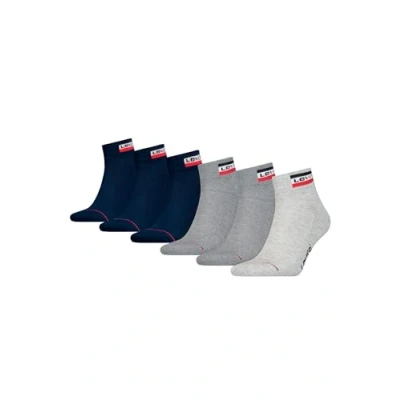 Image of Levi&#039;s Levis MID CUT ECOM 6 PACK Socks, Men&#039;s, Size: 9 11.5, Grey dress blues combo