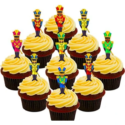 Image of Made4You Nutcrackers Christmas Edible Cupcake Toppers Pre cut Wafer Cake Decorations (Pack of 28)