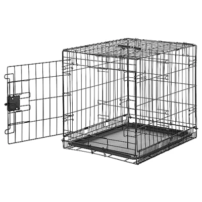 Image of Amazon Basics Small Metal Dog Crate/Cage with Tray, Durable and Foldable Cage Single Door, Black, 61cm (24&quot;)
