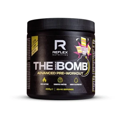Image of Reflex Nutrition Pre Workout The Muscle Bomb 350mg Caffeine 9g Citrulline Malate 2.5g Beta Alanine Added Hydration Electrolytes (Twizzle Lolly, 400g)