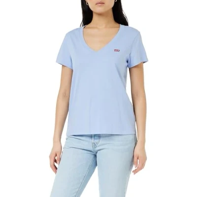 Image of Levi&#039;s Perfect Vneck Basic Tshirt, Women&#039;s, Size: XXS, Brunnera blue