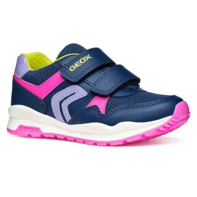 Image of Geox Pavel Trainers for kids, Size: 1, Navy/fluo fuchsia Imitation leather/ textile