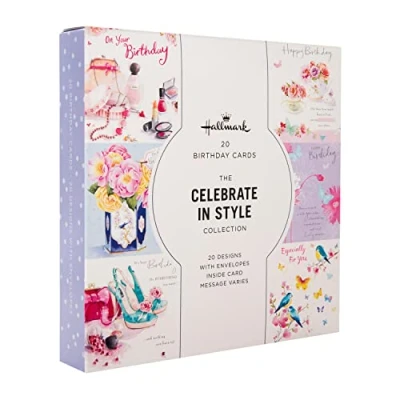 Image of Hallmark Birthday Cards Multipack of 20 in Floral Designs
