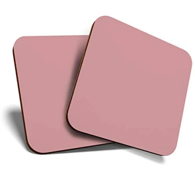 Image of 2 x Square Coasters Dusty Rose Pink Colour Block Cork Backed Home Kitchen Accessory Tea Coffee Mug Mat #44922