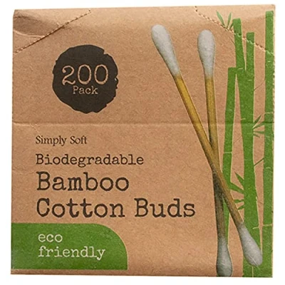 Image of DIVCHI 200 Pcs Bamboo Cotton Buds Value Pack of Organic Bambuds Recycled Plastic Free Packaging GOTS Certified Earbuds Biodegradable &amp; Compostable
