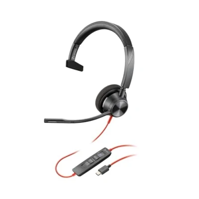 Image of Poly Blackwire 3310 Wired Headset Flexible Microphone Boom Monaural Design Connect to PC/Mac via USB C or A Works w/Teams, Zoom