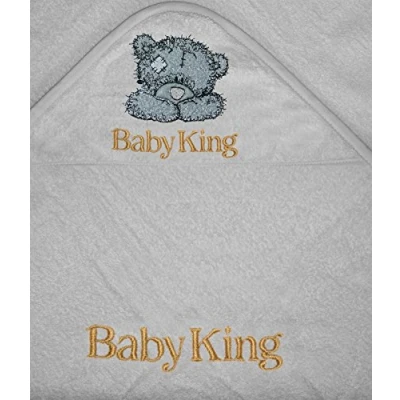 Image of Scruffy Bear 100% Cotton Personalised Baby Hooded Towel. (White)