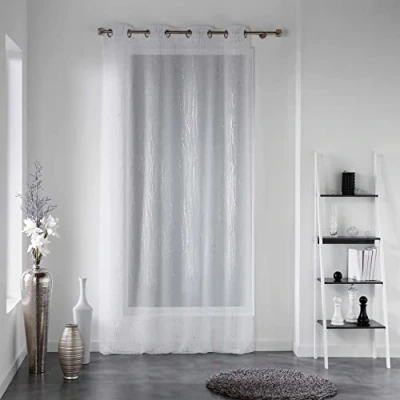 Image of Douceur d&#039;Intérieur, Eyelet Curtain 140 x 180 cm White Sand Blasted Voile Filiane