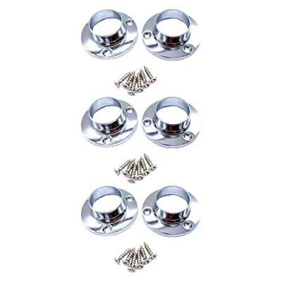 Image of Wardrobe Rail End Socket Suit 25mm Diameter Polished Chrome Pack of 6
