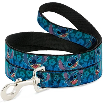 Image of Buckle Down Dog Leash Stitch Expressions Hibiscus Collage Green Blue Fade 4 Feet Long 1.5 Inch Wide, Multicolor (DL WDY262 W)