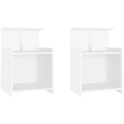 Image of vidaXL Bed Cabinets 2 pcs White 40x35x60 cm Engineered Wood
