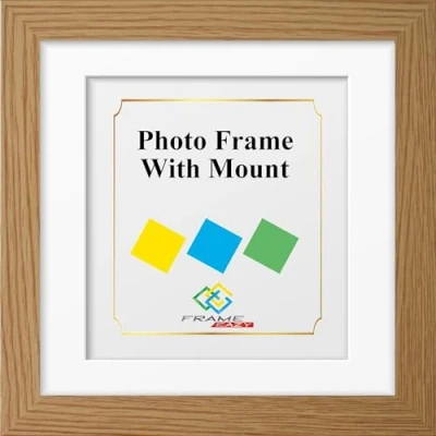 Image of Frame EAZY Square Oak Photo Picture With White Mount Comes Safe Perspex Front &amp; Wall Hanging Hooks 18&quot;x18&quot; Pic Size 16&quot;x16&quot;