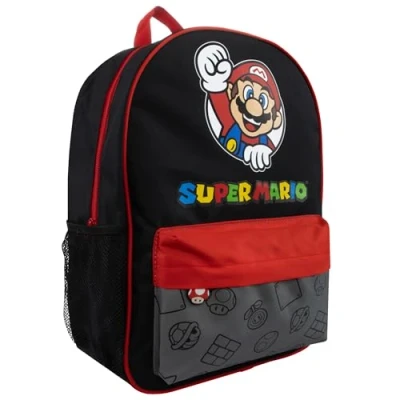 Image of Super Mario Backpack School Bags For Boys Gamer Official Bros Merchandise Black One Size