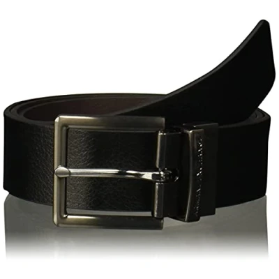 Image of Armani Exchange Men&#039;s Leather Belt, Black (Black/Navy 43420), 40 (Size: 36)