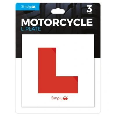 Image of Simply MLP01 Pack of 3 Motorcycle L Plates with Adhesive &amp; Fittings
