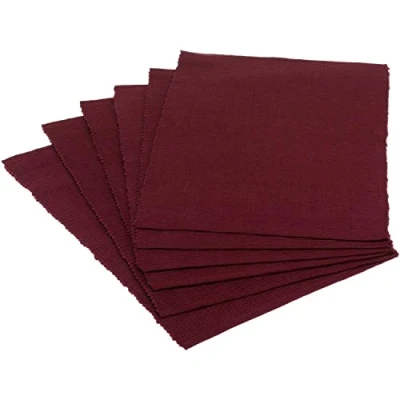 Image of DII Basic Everyday Ribbed Tabletop 100% Cotton, Placemat Set, 13x19, Black, 6 Piece