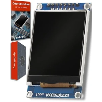 Image of AZDelivery 1.77 inch SPI TFT Display 128x160 pixels ST7735S 2.7V 3.3V 50mA ST7735 Compatible with Arduino and Raspberry Pi Including E Book!