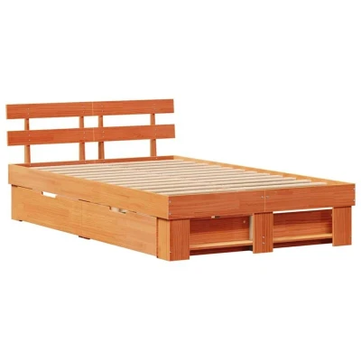 Image of vidaXL with Drawer Headboard Storage Wax brown 120 x 190 cm Solid wood