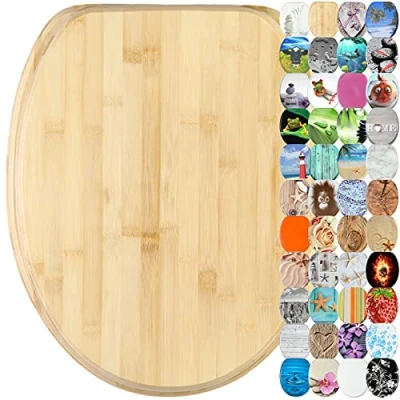 Image of Sanilo Toilet Seat, Wide Choice of Beautiful Seats, Stable Hinges, Easy to Mount (Bamboo)