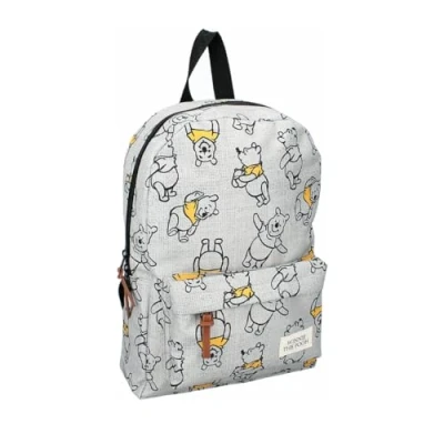 Image of mybagstory Backpack Winnie the Pooh Child School Primary Nursery Unisex Bag Size 33 cm Adjustable Straps, Grey