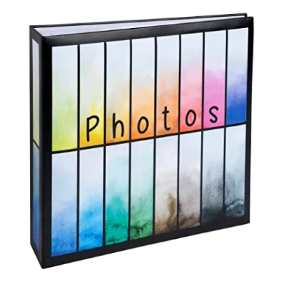 Image of Exacompta Ref. 62882E Rainbow photo album with pockets 200 photos 10x15cm 100 pages 22.5x22 cm format printed paper cover black background color gradation glossy lamination