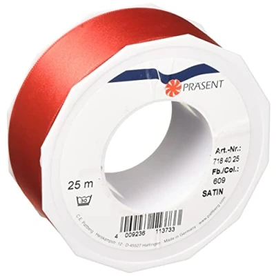 Image of Präsent Satin Ribbon Red 40 mm width, 25 m length