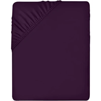 Image of Utopia Bedding Fitted Sheet Double, Purple Deep Pocket 14 inch (35 cm) Easy Care Soft Brushed Microfibre Fabric Shrinkage and Fade Resistant Bottom