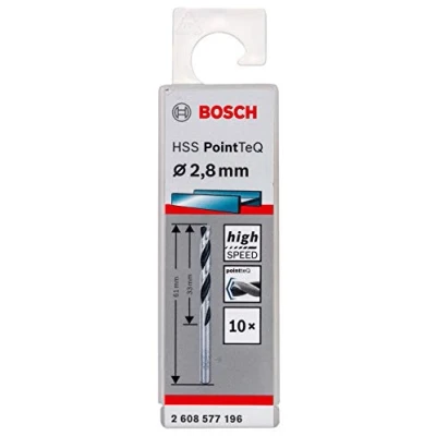 Image of Bosch Professional 10 Piece PointTeQ HSS Twist Drill Bit (for Metal, 2.8 x 33 61 mm, Driver Accessories)