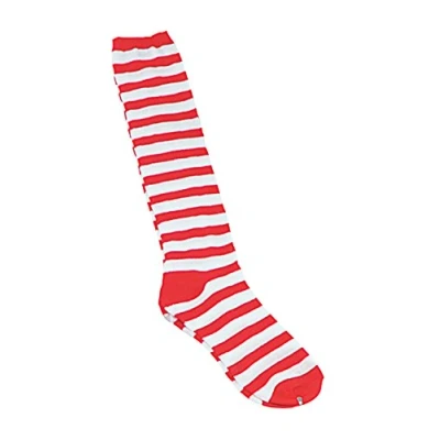 Image of Bristol Novelty BA051 Striped Clown Socks, Unisex Adult, Red/White, One Size