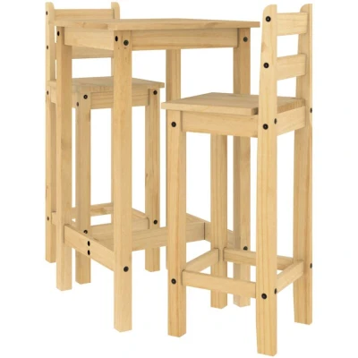 Image of vidaXL 3 Piece Bar Set Solid Wood Pine