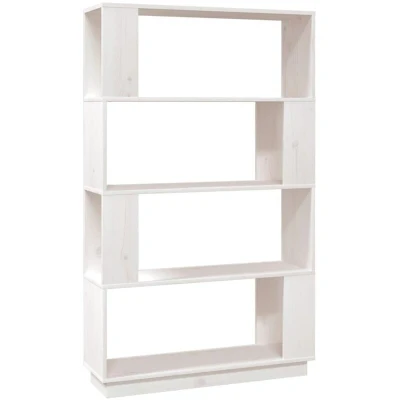 Image of vidaXL Book Cabinet/Room Divider White 80x25x132 cm Solid Wood Pine