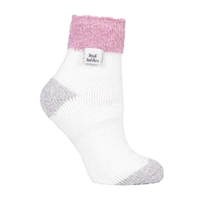 Image of HEAT HOLDERS Ladies Thick Soft Cute Fleece Lined Low Cut Ankle Winter Thermal Sleep Socks (4 8 uk, Cream (S Feather))