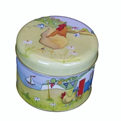 Image of GLAMPING CARAVAN/CAMPING Emma Ball Colourful Short Round TEA CADDY 8cm