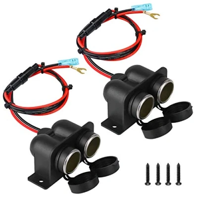 Image of Cigarette Lighter Distributor Car Adapter, Waterproof Marine Grade 12 V/24 V DC Double Hole Socket [Two Specifications] (Upgraded Model (2 Pieces)