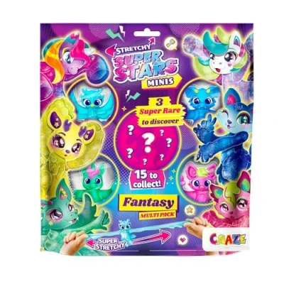 Image of CRAZE Stretchy Superstars Mini Multipack Fantasy, pack of 5 collectible elastic figures for children, there are 15 different models