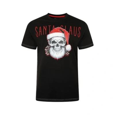 Image of KAM T Shirt Santa Claus Skull Print Short Sleeve Christmas Mens Plus Size X029 (UK, Alpha, 6XL, Plus, Regular, Black)
