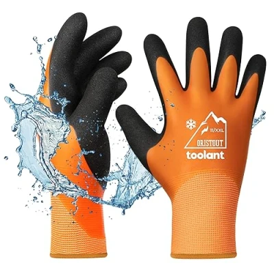 Image of Thermal Work Gloves for Cold Weather, Waterproof Winter Gloves, Touchscreen, Super Grip, Gardening, Fishing, Car Washing, Freezer Orange, XX Large