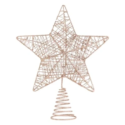 Image of VEYLIN Christmas Tree Topper,Champagne Glittered Hollow Topper Star for Ornament(Champagne)