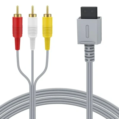 Image of BLKing AV Cable, 6ft/1.8M Composite Audio Video Cable Replacement Wire TV RCA Lead for Nintendo Wii and U